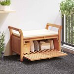 vidaXL Banc de rangement de jardin avec coussin 126 cm Bois d'acacia