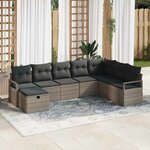 vidaXL Ensemble de canapé de jardin 8 Pièces Gris Poly rotin