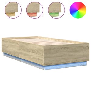 vidaXL Cadre de lit avec LED sans matelas chêne sonoma 90x190 cm