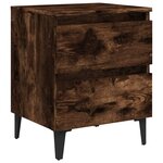 vidaXL Tables de chevet pieds en métal 2 Pièces Chêne fumé 40x35x50 cm