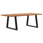 vidaXL Table à manger avec bord naturel 220x100x74cm bois massif chêne