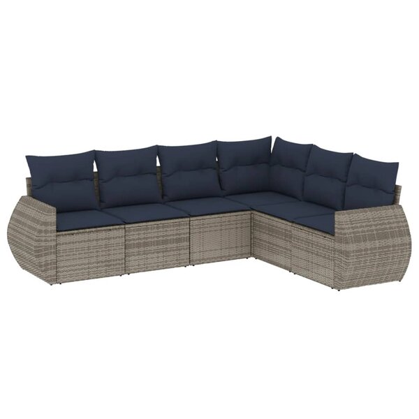 vidaXL Salon de jardin 6 Pièces avec coussins gris résine tressée