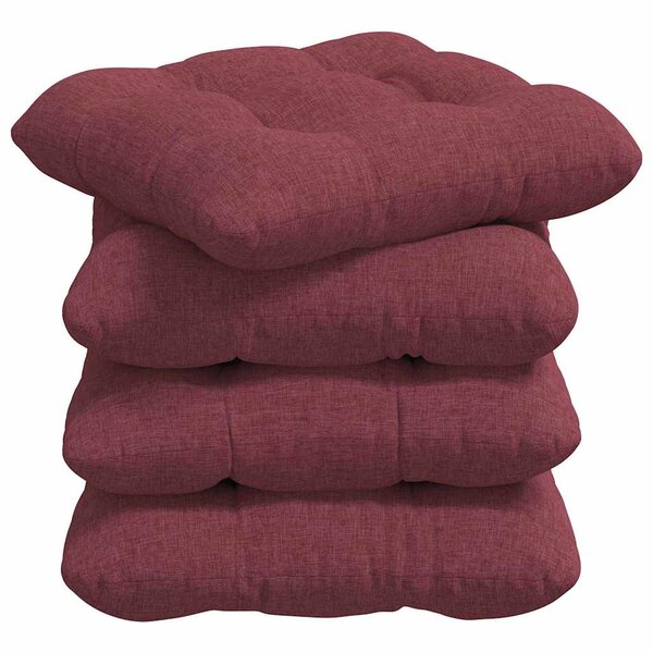 vidaXL Coussins de siège 4 pc Tissu Bordeaux 40 x 40 x 12 cm