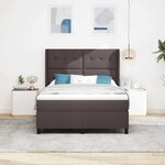 vidaXL Lit à ressort LED avec matelas Marron foncé 140 x 200 cm tissu