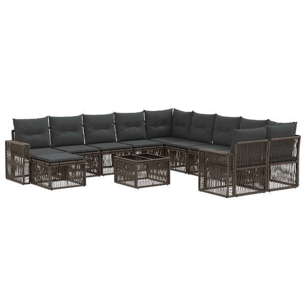 vidaXL Ensemble de canapé de jardin 12 pc Gris et Gris foncé polyrotin