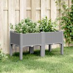 vidaXL Jardinière avec pieds gris clair 80x40x42 cm PP