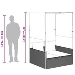 vidaXL Chaise longue double avec toit et rideaux gris clair poly rotin