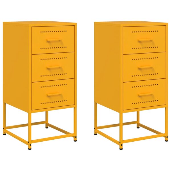 vidaXL Tables de chevet 2 Pièces jaune moutarde 36x39x78 cm acier