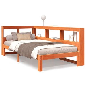 vidaXL Lit bibliothèque sans matelas cire marron 90x190 cm pin massif