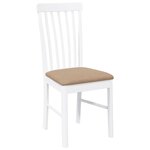 vidaXL Chaises à manger coussins 2 Pièces blanc bois massif caoutchouc