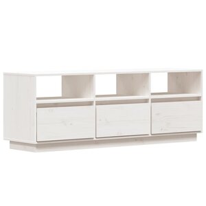 vidaXL Meuble TV Blanc 140x37x50 cm Bois de pin massif