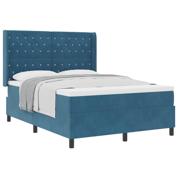 vidaXL Lit à ressorts avec matelas Bleu 140 x 190 cm Velours
