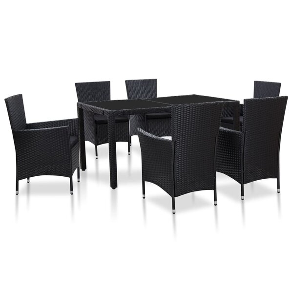 vidaXL Ensemble à manger d'extérieur 7 Pièces Résine tressée Noir