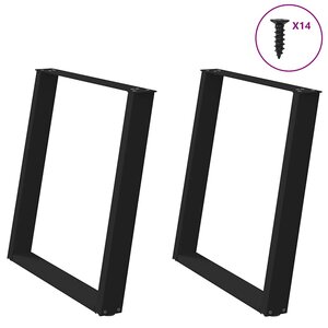 vidaXL Pieds de table à manger en U 2 pièces Noir 70 x (72-73) cm Acier