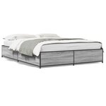 vidaXL Cadre de lit sonoma gris 150x200 cm bois d'ingénierie et métal