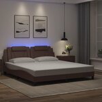 vidaXL Cadre de lit avec lumières LED marron 180x200 cm similicuir