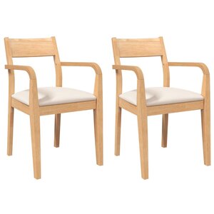 vidaXL Chaises à manger coussins 2 Pièces naturel bois massif caoutchouc