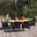 vidaXL Ensemble à manger de jardin 7 Pièces Résine tressée Noir