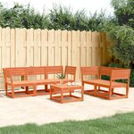vidaXL Salon de jardin 5 Pièces cire marron bois de pin massif