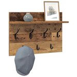 vidaXL Porte-manteau mural avec étagère Bois ancien 60 x 40 x 12 cm