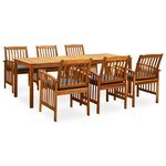 vidaXL Mobilier à dîner de jardin 7 Pièces avec coussins Acacia solide