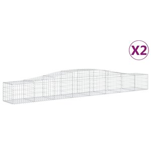 vidaXL Paniers à gabions arqués 2 Pièces 400x50x40/60 cm Fer galvanisé