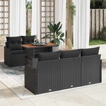 vidaXL Ensemble de canapé de jardin 6 Pièces Noir 100 x 55 x 73 cm