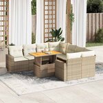 vidaXL Salon de jardin avec coussins 9 Pièces beige résine tressée