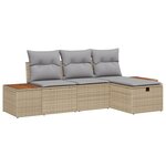 vidaXL Ensemble de canapé de jardin 4 pièces avec coussins Beige Poly Rotin
