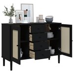 vidaXL Buffet SENJA aspect rotin noir 112x40x80cm bois massif de pin