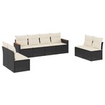 vidaXL Salon de jardin 8 Pièces avec coussins noir résine tressée