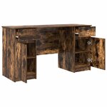 vidaXL Bureau avec porte Chêne fumé 140 x 49 x 76 cm Bois d'ingénierie