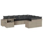 vidaXL Salon de jardin avec coussins 10 Pièces gris clair résine tressée