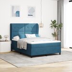 vidaXL Lit à ressorts avec matelas bleu foncé 140 x 190 cm en velours