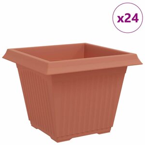 vidaXL Pot de Fleurs Carré 24 Pièces Rouge brique 43 x 43 x 33 5 cm