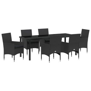 vidaXL Ensemble de salle à manger pour jardin 7 Pièces Noir polyrotin