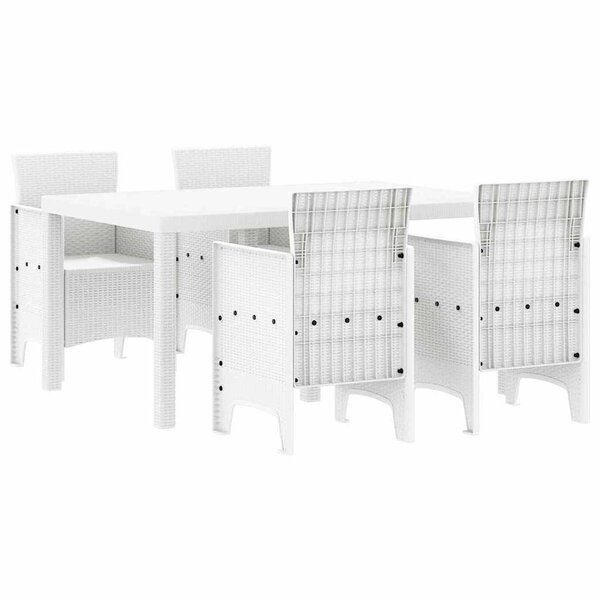 vidaXL Ensemble de salle à manger pour jardin 5 pc Blanc Rattan Polt