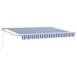 vidaXL Auvent rétractable Bleu et Blanc 3 5 x 2 m