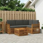 vidaXL Ensemble de canapés d'extérieur 5 Pièces Naturel et Anthracite