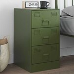 vidaXL Table de chevet vert olive 34 5x39x62 cm acier