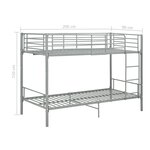 vidaXL Lit superposé sans matelas gris métal 90x200 cm