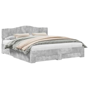 vidaXL Cadre de lit Gris béton 180 x 200 cm Bois d'ingénierie