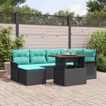 vidaXL Ensemble de canapé de jardin 7 Pièces Noir Poly rotin
