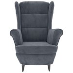 vidaXL Fauteuil gris foncé velours