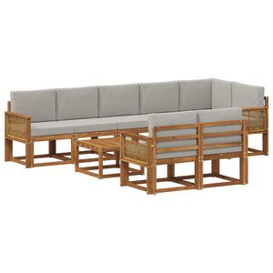 vidaXL Ensemble de canapés d'extérieur 9 pc Naturel et gris clair