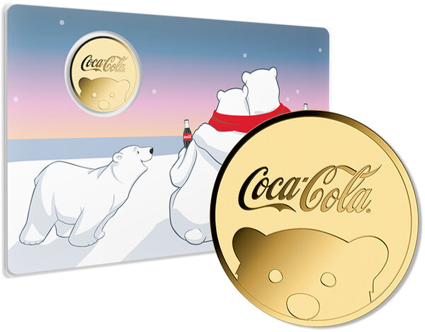Monnaie COCA COLA POLAR BEAR 1/1000 Oz Medaille Or