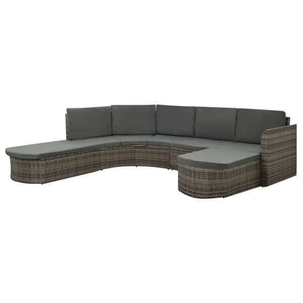 vidaXL Salon de jardin 4 Pièces avec coussins résine tressée gris