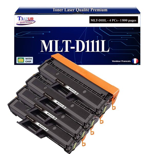 T3AZUR - 4x Toners compatibles avec Samsung MLT-D111L MLT-D111S D111S pour Samsung Xpress M2070W M2070W M2026W M2070FW M2026 M2022W M2022 M2020 M2020W M2021 M2071