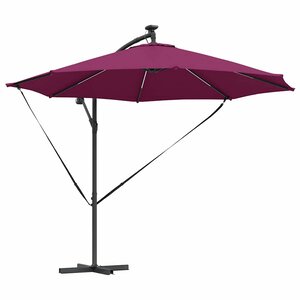 vidaXL Parasol banane à mât déporté Rouge bordeaux 294 x 294 x 248 cm