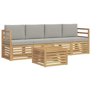 vidaXL Ensemble de canapés d'extérieur 5 Pièces Blanc et gris clair